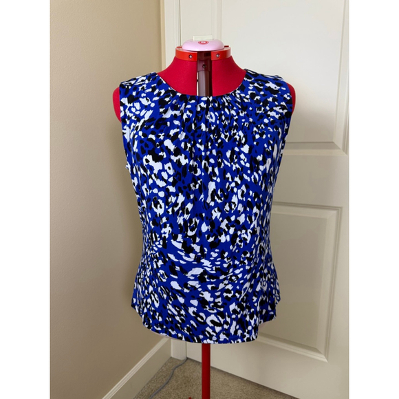 Women's Calvin Klein Sleeveless Top Blue/Black/White Size XL - Picture 4 of 6